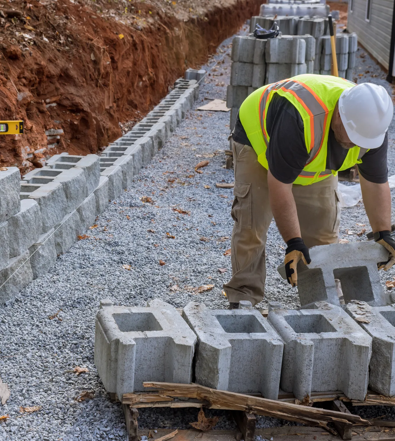 Concrete Pro LA building a concrete retaining wall for hillside support